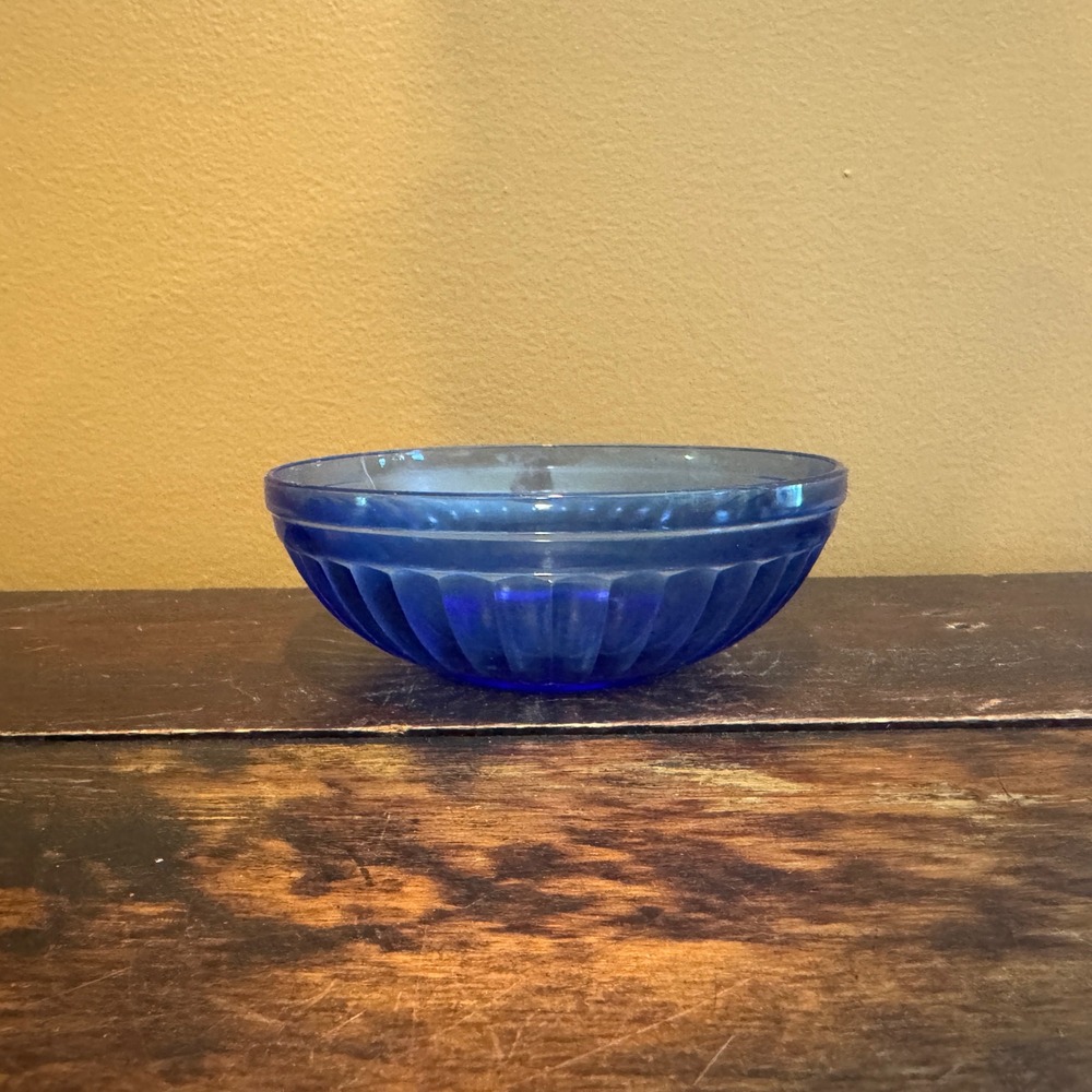 Vintage Cobalt Blue Opaque Glass Bowl 5.5 inches